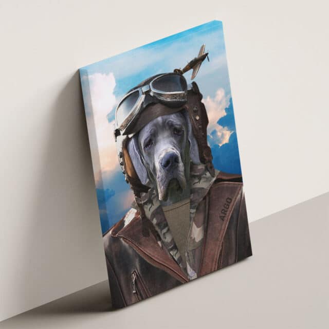 quadro personalizzato cane aviatore