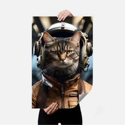 ritratti personalizzati gatto collezione w le donne_gatto aviatore poster