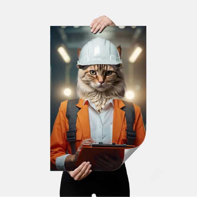 ritratti personalizzati gatto collezione w le donne_gatto ingegnere poster