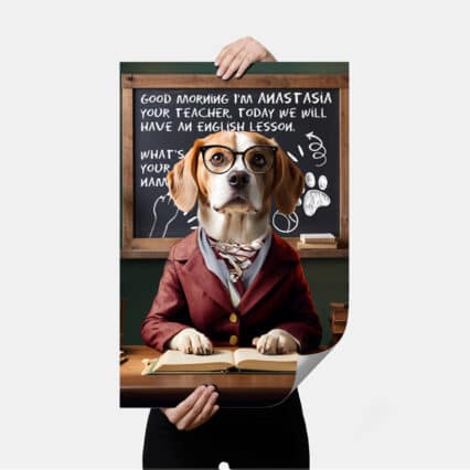 ritratti personalizzati cane collezione w le donne_cane professore poster