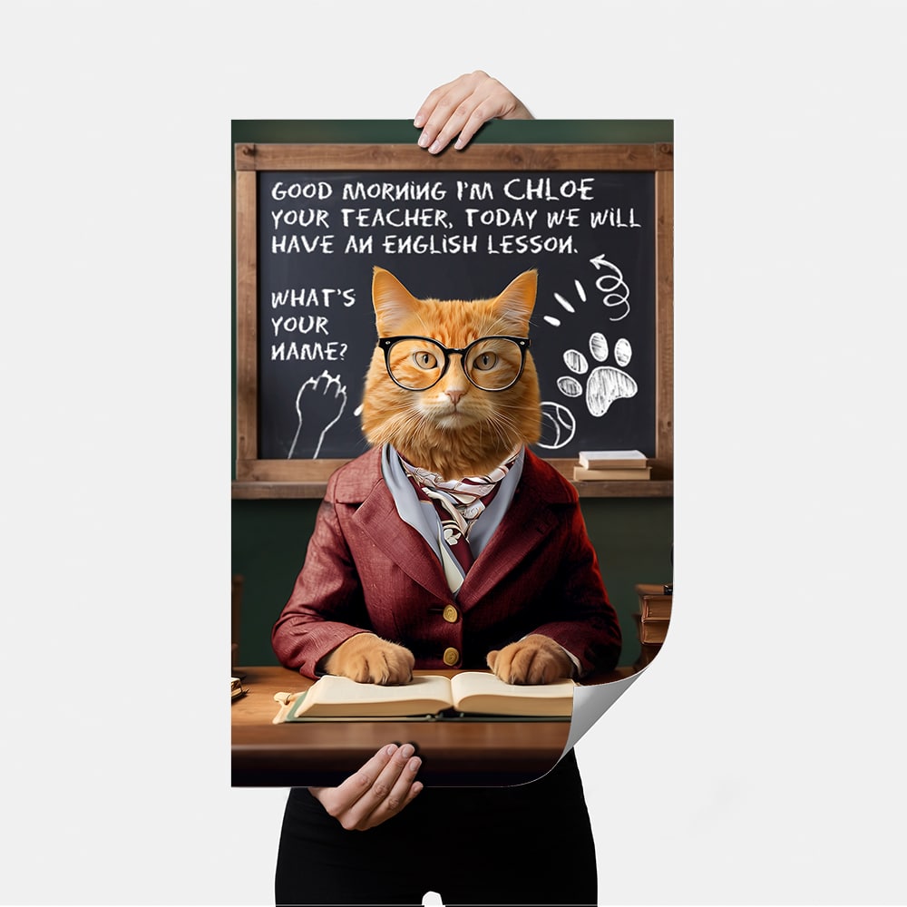 ritratti personalizzati gatto collezione w le donne_gatto professore poster