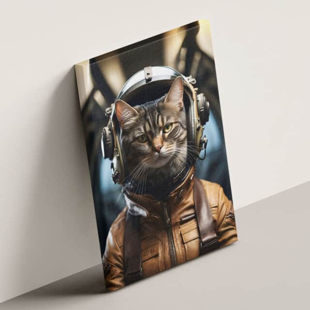 quadro personalizzato gatto aviatore